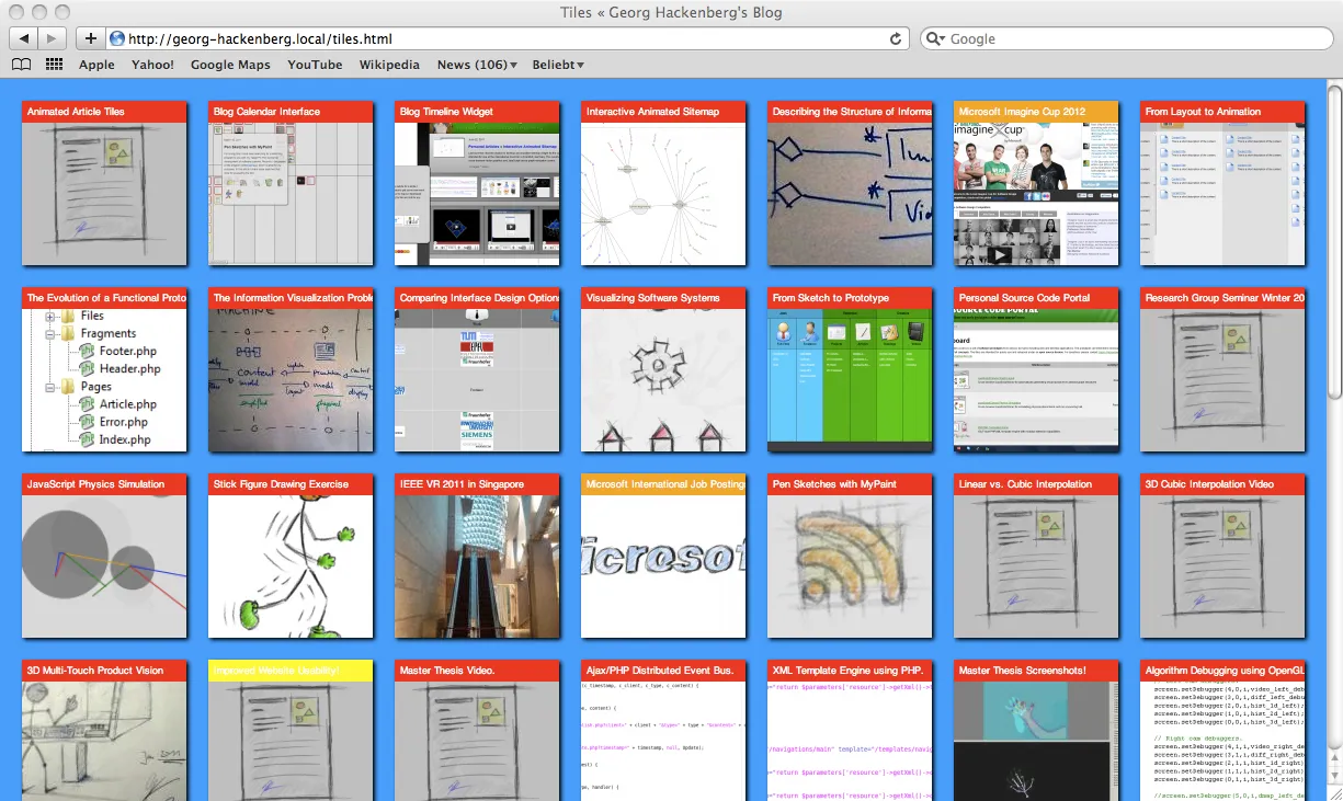 Screenshot illustration from Animated Article Tiles